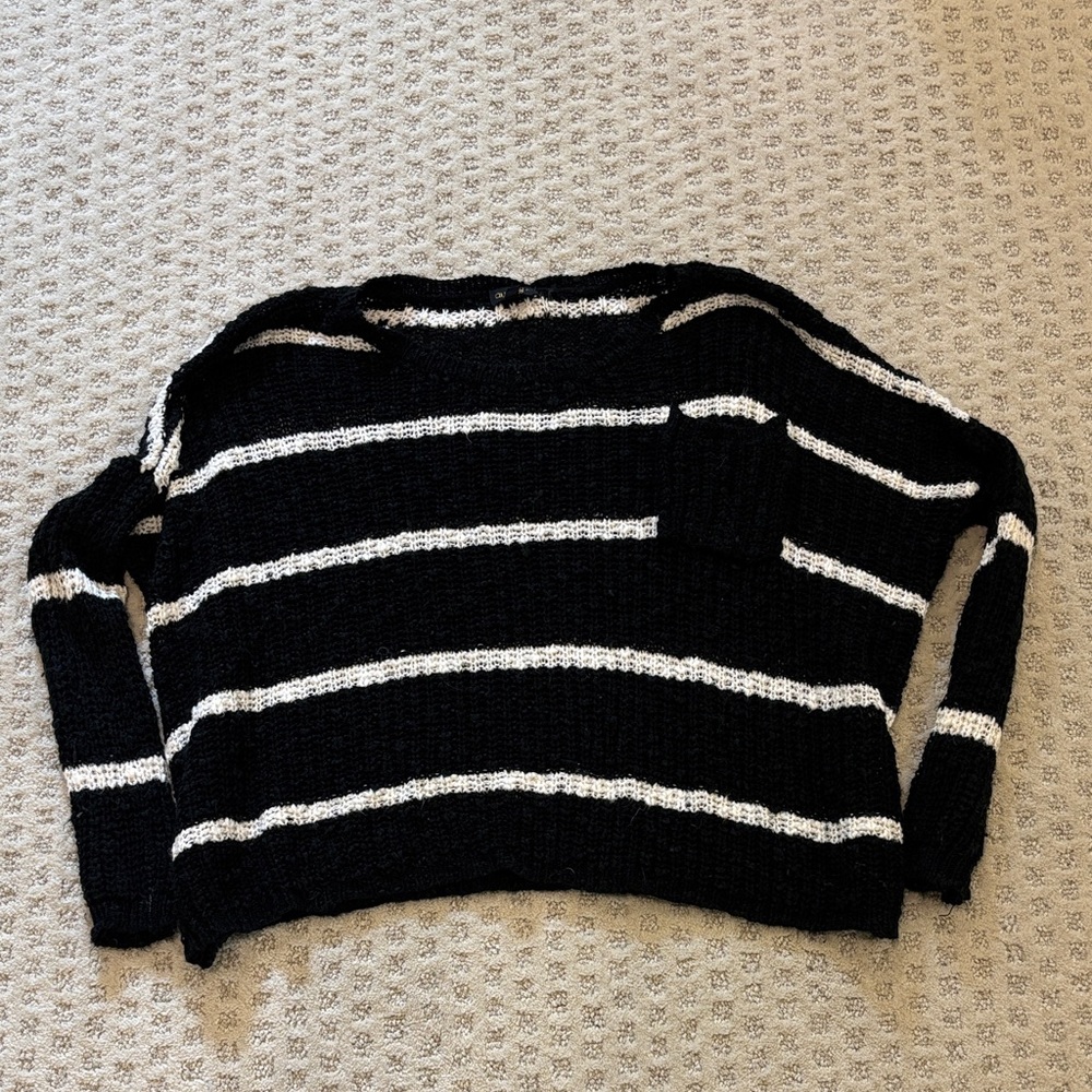 Audrey 3+1 Black and White Striped Sweater